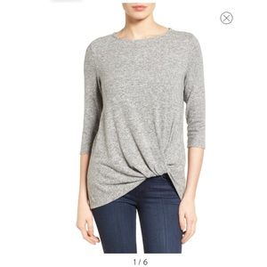 Gibson Twist Front Cozy Fleece Pullover XS